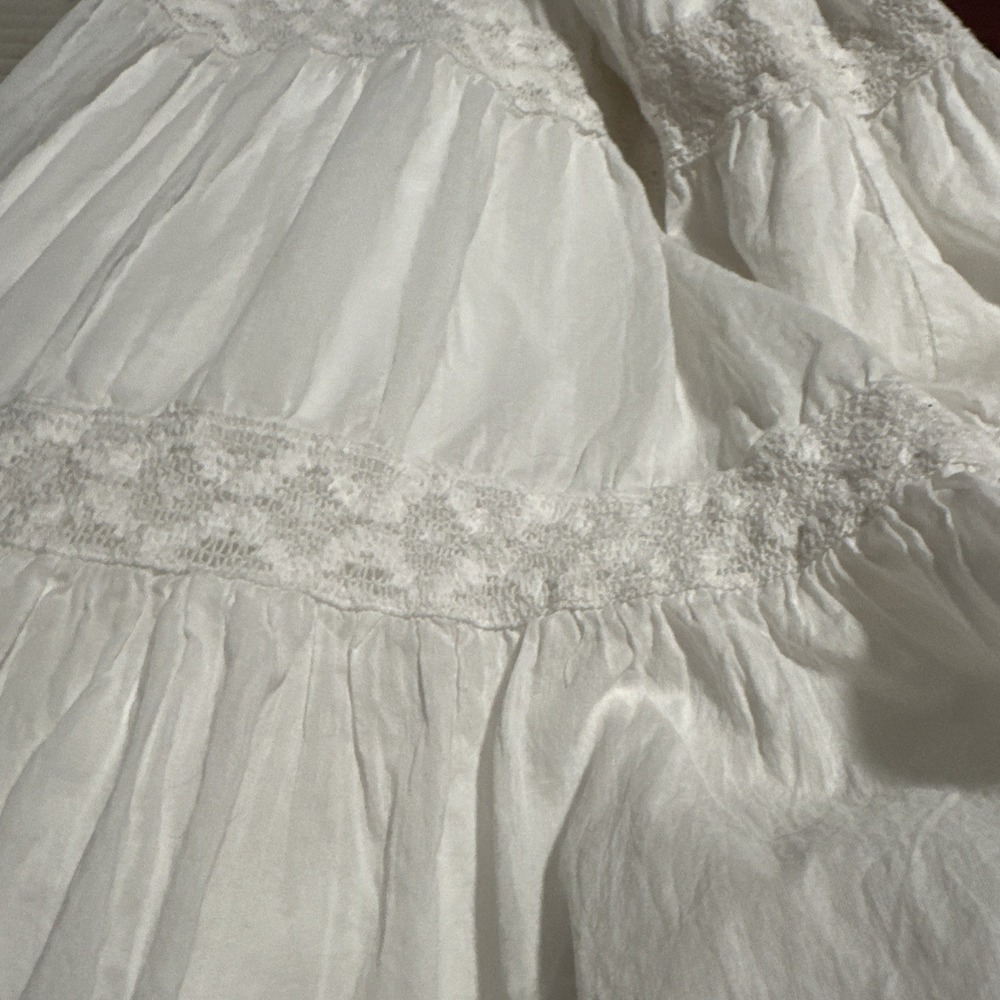 Studio West Apparel White Rayon Tiered Maxi Skirt PS Prairie Bohemian Petite Sm - Picture 8 of 12